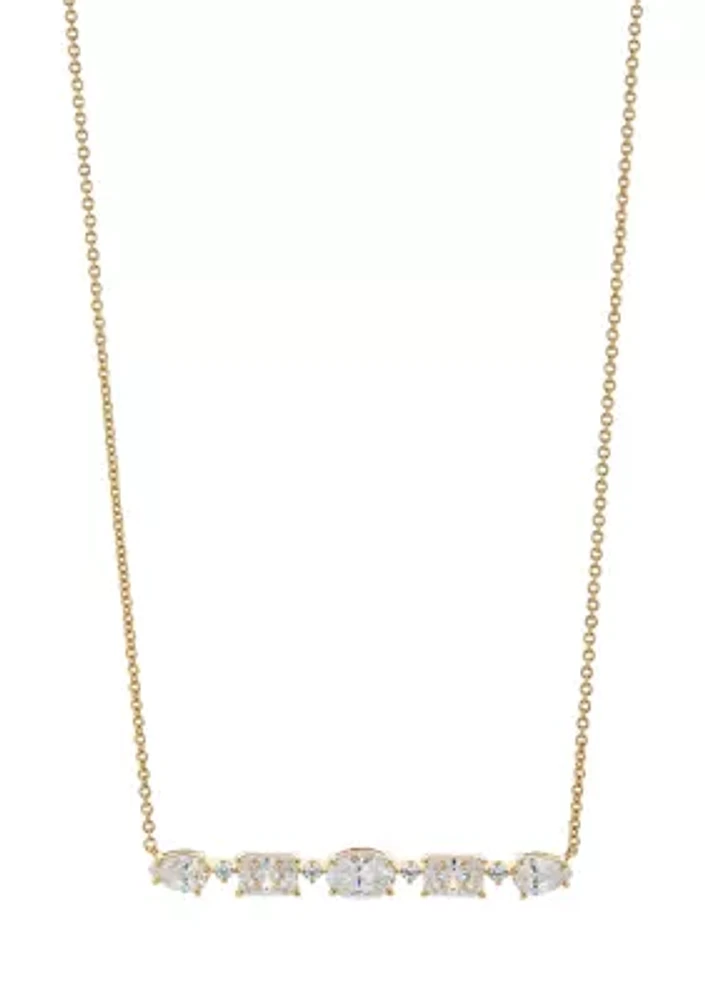 Gold Plated Lab Grown Cora Frontal Bar Necklace