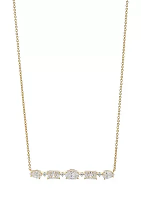 Gold Plated Lab Grown Cora Frontal Bar Necklace