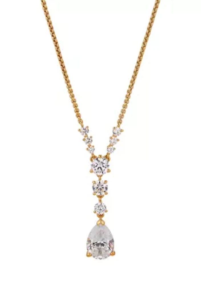 Gold Plated Lab Grown Cubic Zirconia Halle Short Y Necklace