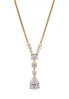 Gold Plated Lab Grown Cubic Zirconia Halle Short Y Necklace