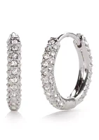 Silver-Tone Pave Huggie Earrings