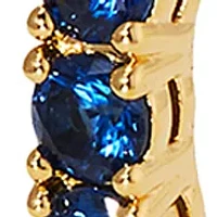 Gold Tone Blue Stone 20 Millimeter Hoop Earrings