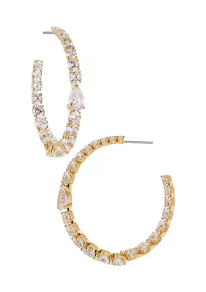 Gold Plated Halle Large C Hoop Earrings