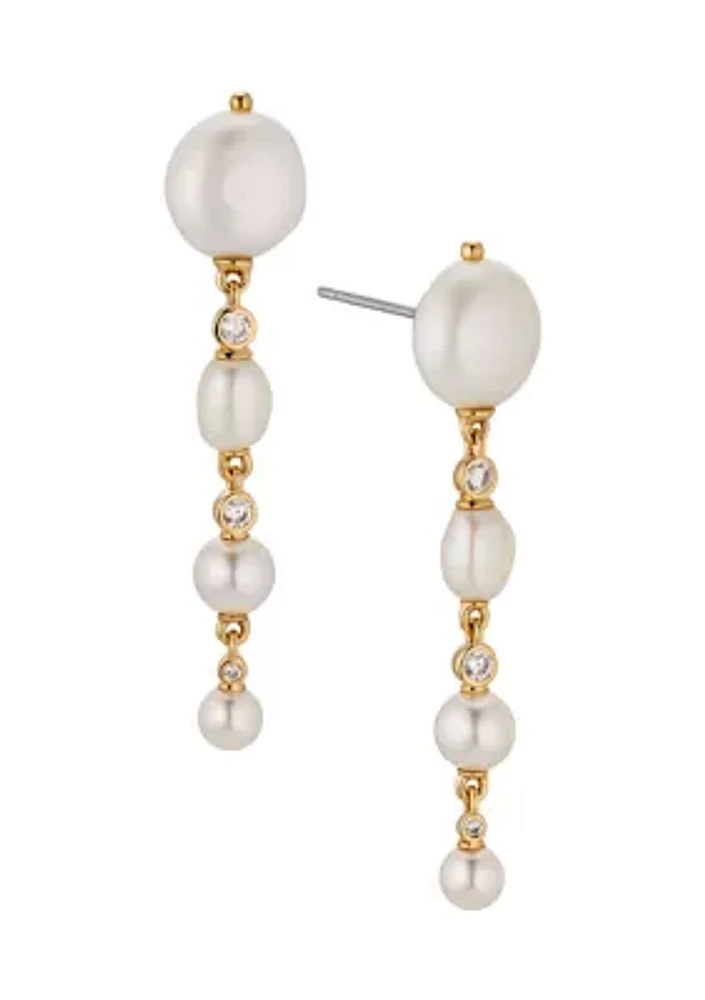 Lab Grown Pearl Siren Linear Drop Earrings