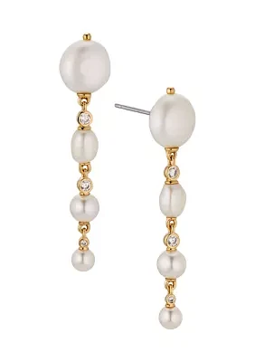 Lab Grown Pearl Siren Linear Drop Earrings