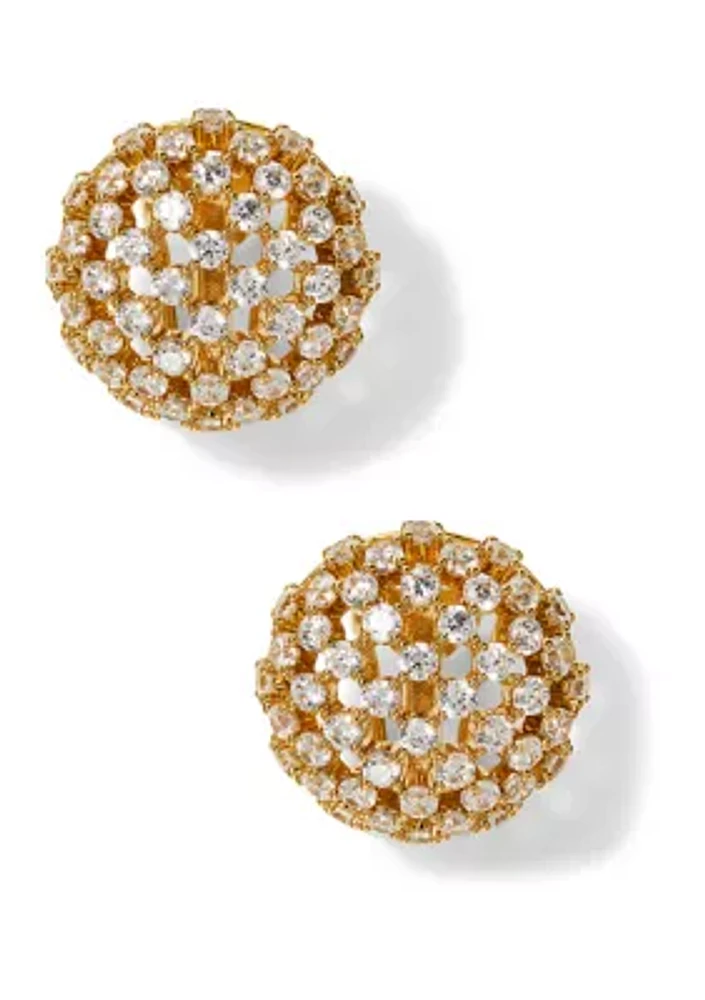 Lab Grown Juno Pavé Dome Stud Earrings