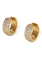 Lab Grown Cubic Zirconia Gold Plated Pavé Huggie Earrings