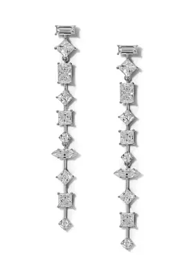 Lab Grown Rare Jewels Multi Cubic Zirconia Linear Earrings 