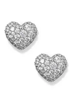 Rhodium Heart Stud Earrings