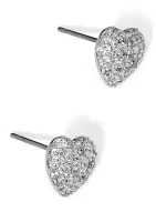 Rhodium Heart Stud Earrings