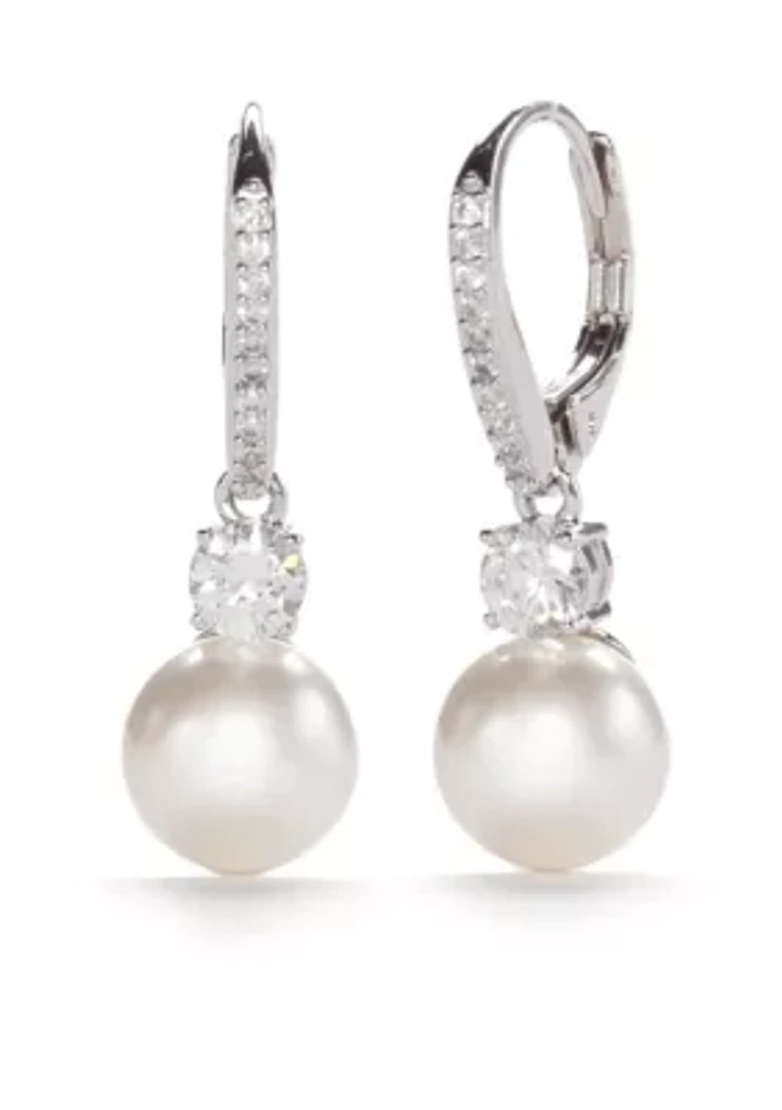 Silver-Tone Cubic Zirconia Drop Earrings