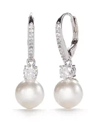 Silver-Tone Cubic Zirconia Drop Earrings