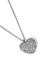 Rhodium Tone Heart Pendant Necklace