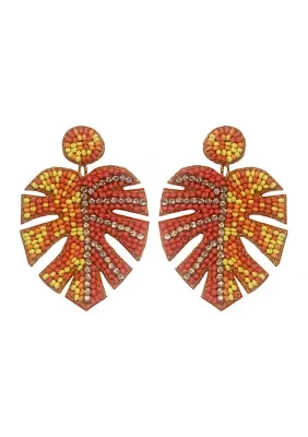 Orange Palm Seed Bead Earrings