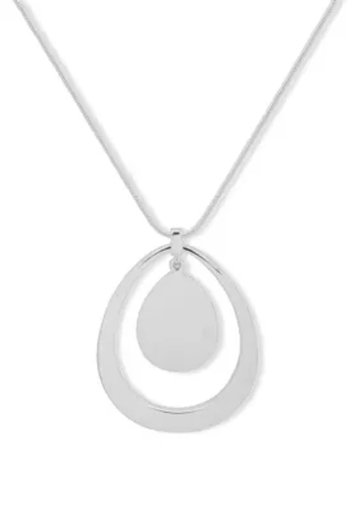 Adjustable Chain Teardrop Pendant Necklace