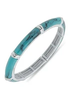 Silver Tone Turquoise Stretch Bracelet - Boxed