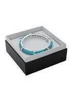 Silver Tone Turquoise Stretch Bracelet - Boxed