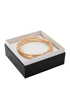 Gold Tone Set of 3 Crystal Bangles Box Bracelets