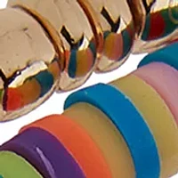 Gold Tone Multicolored Stretch Bracelets - Boxed