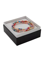 Gold Tone Multicolored Stretch Bracelets - Boxed