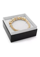 Gold Tone Crystal Fireball Stretch Bracelet - Boxed