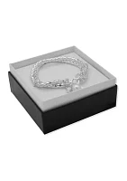 Silver Tone Crystal Pearl Charm Bracelet - Boxed