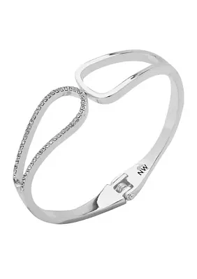 Silver Tone Crystal Pavé Hinge Bracelet Box