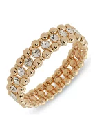 Gold Tone Crystal Beaded Stretch Bracelet - Boxed