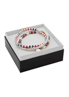 Silver Tone Multicolor Stretch Bracelets - Set of 3