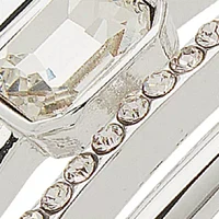 Silver Tone Crystal Station Hinge Bracelet