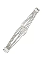 Silver Tone Metal Tube Multi Row Flex Bracelet