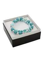 Silver Tone Turquoise Beaded Stretch Bracelets