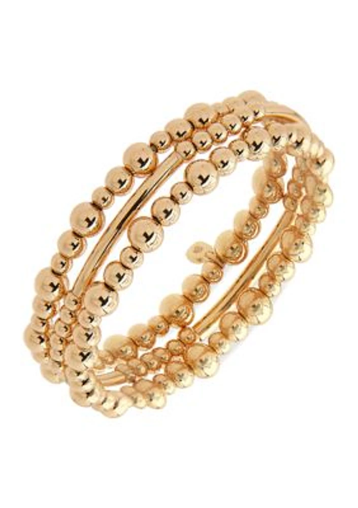 Gold Tone Set of 3 Beaded Stretch Bracelets