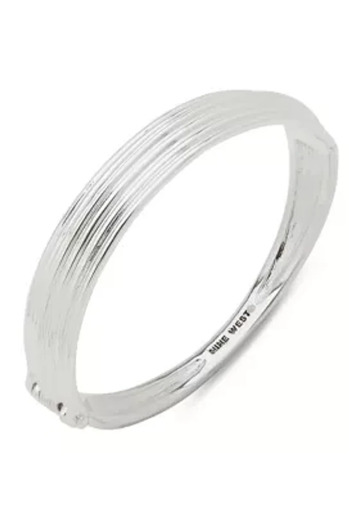 Silver Tone Hinged Bangle Bracelet