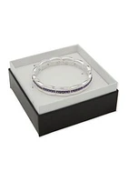 Silver Tone Purple Pave Stripe Stretch Bracelet