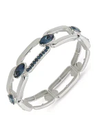 Silver Tone Denim Stone Link Stretch Bracelet