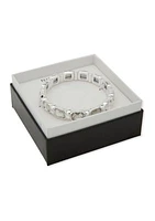 Silver Tone Crystal Stone Stretch Bracelet