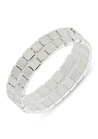 Silver Tone Stretch Bracelet - Set of 2