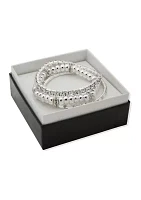 Silver Tone Baguette Stretch Bracelet Set