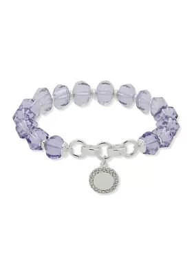 Silver Tone Purple Fireball Stretch Bracelet