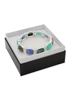 Silver Tone Square Stone Stretch Bracelet