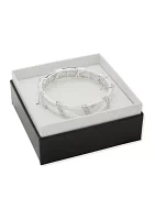 Silver Tone Stripe Stretch Bracelet