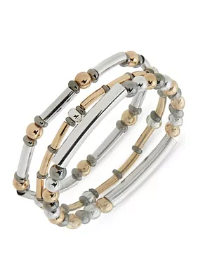 Tri Tone Tube Stretch Bracelet Set