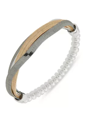 Tri Tone Chain Stretch Bracelet