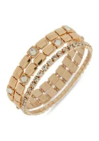 Gold Tone  Crystal Stretch Bracelet Set