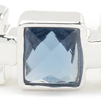 Silver Tone Denim Blue Square Stone Stretch Bracelet