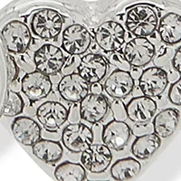 Silver Tone Crystal Pavé Heart Stretch Bracelet Set