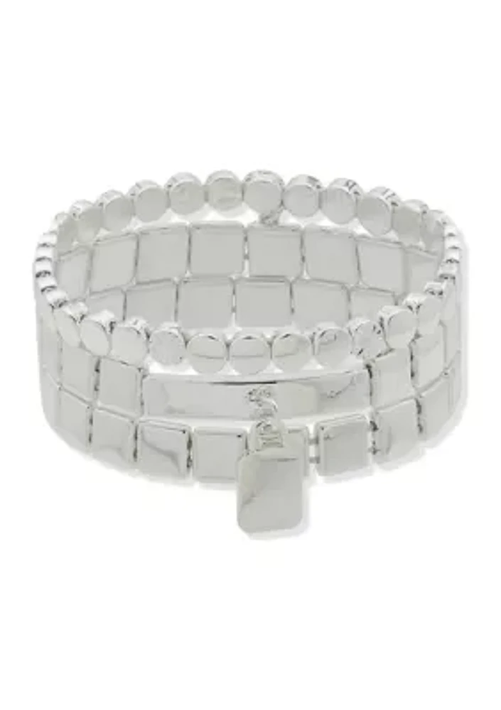 Silver Tone Stretch Bracelet Set