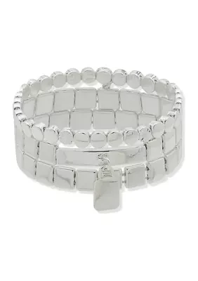 Silver Tone Stretch Bracelet Set