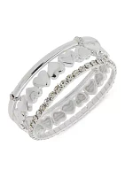 Silver Tone Crystal Stretch Bracelet Set